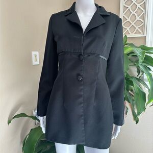 My Michelle Black Trench Coat with Notched Lapel